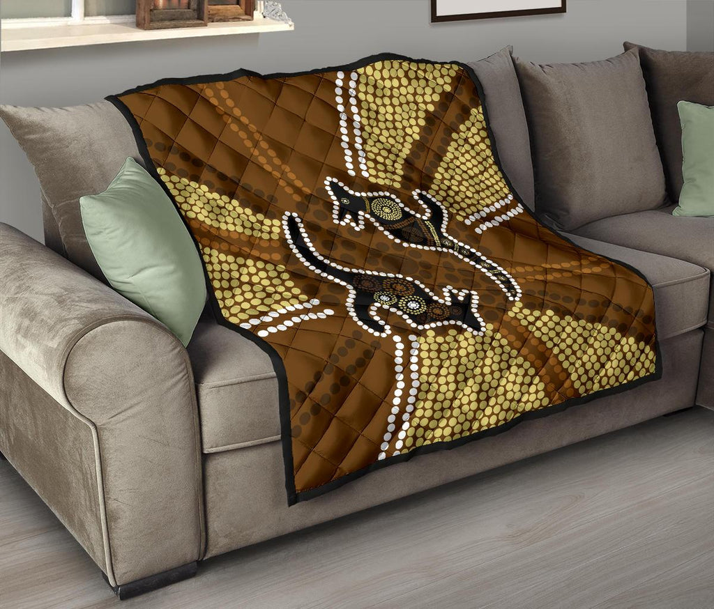 aboriginal-premium-quilt-australia-kangaroo-brown-dot-painting