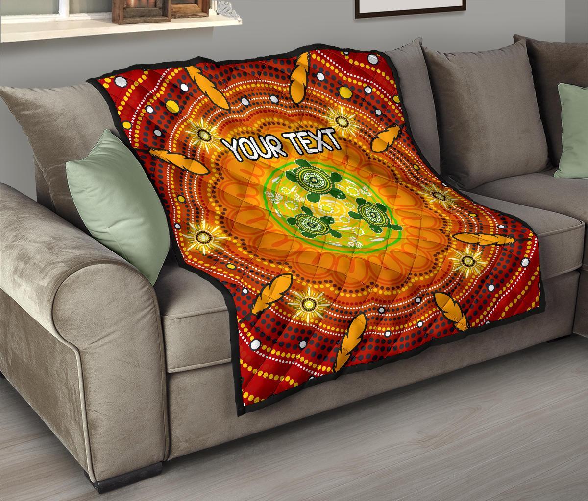 custom-text-aboriginal-premium-quilt-turtle-circle-dot-painting-art