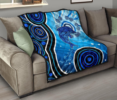 aussie-aboriginal-premium-quilt-dolphin-and-aboriginal-dot-patterns