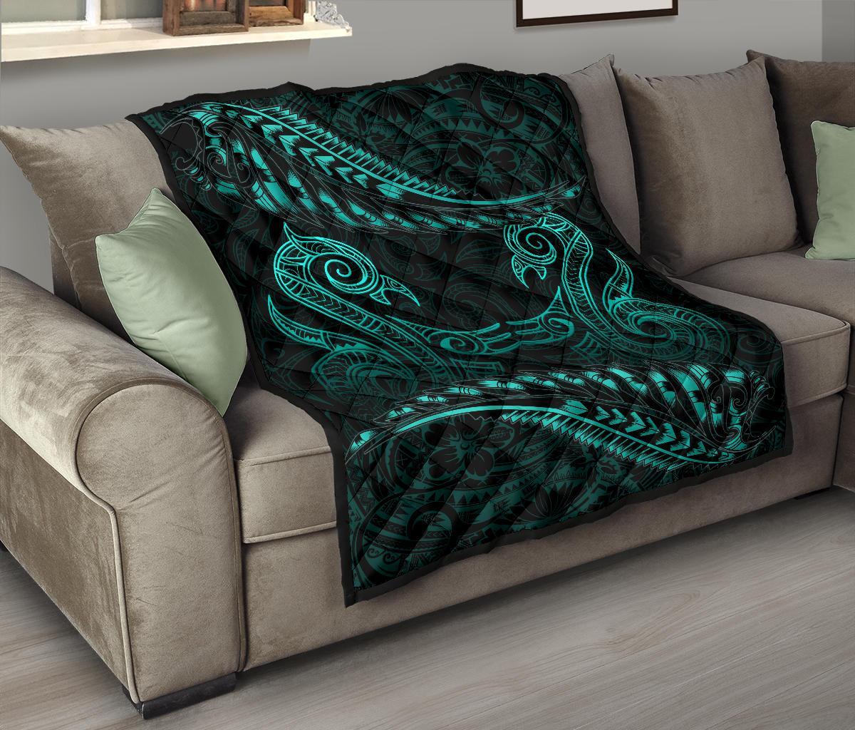 aotearoa-premium-quilt-turquoise-maori-manaia-with-silver-fern