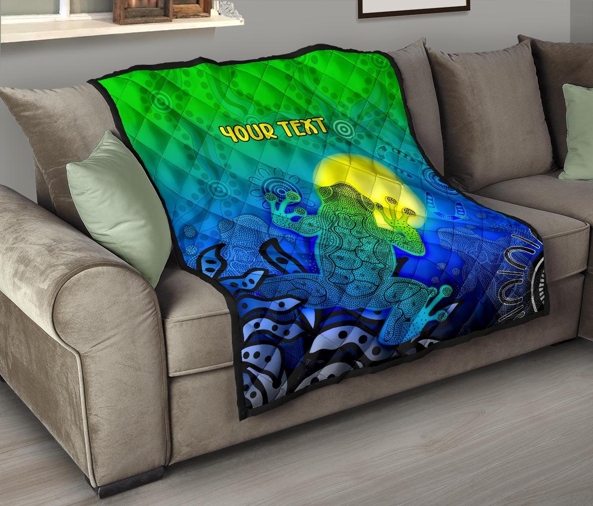 customaboriginal-premium-quilt-indigenous-frog-blue