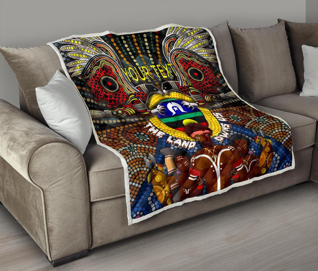 custom-text-the-land-owns-us-premium-quilt