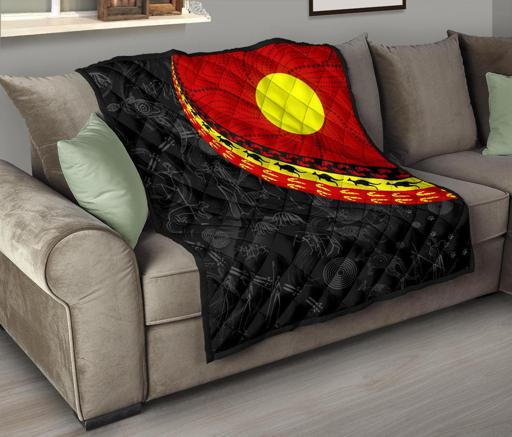 aboriginal-premium-quilt-indigenous-flag-circle-dot-painting