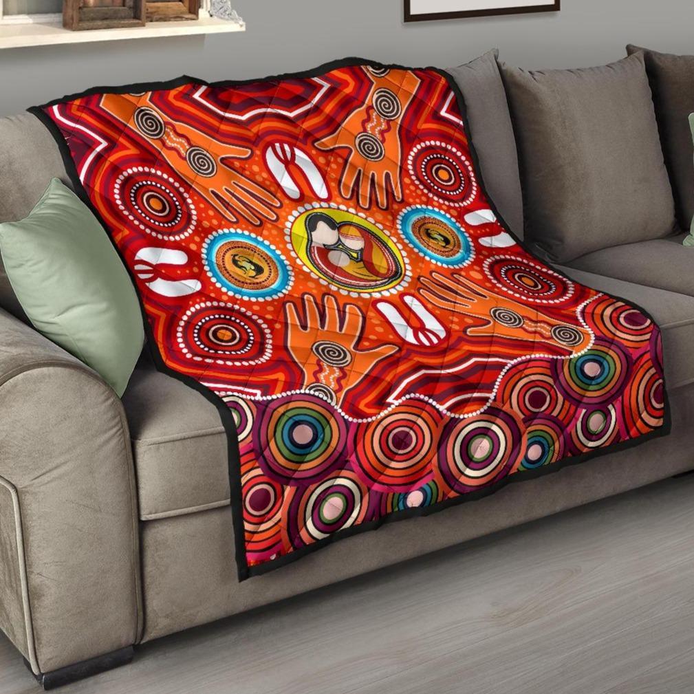 quilts-aboriginal-family-with-dot-painting-art