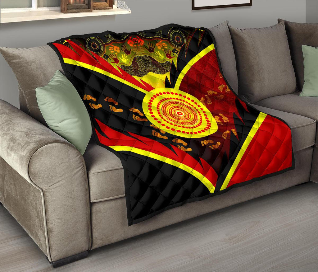 aboriginal-premium-quilt-indigenous-flag-with-footprint-hand-art
