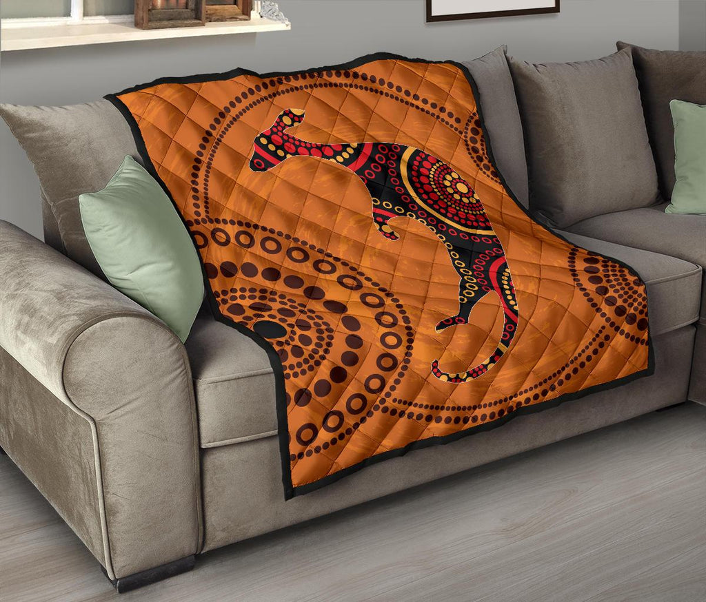aboriginal-premium-quilt-australia-kangaroo-orange-dot-painting-art