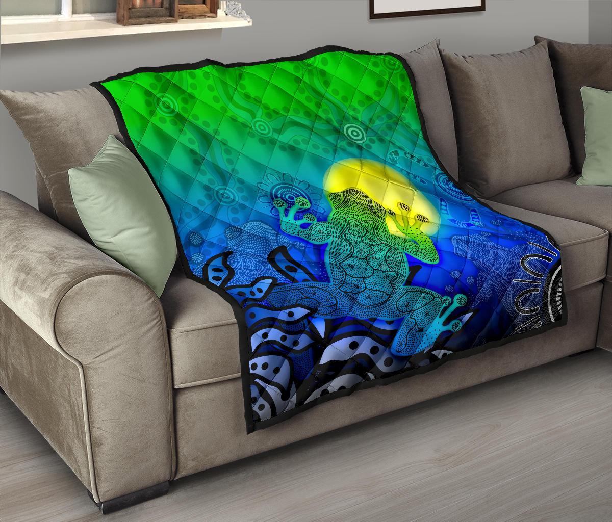 aboriginal-premium-quilt-indigenous-frog-blue