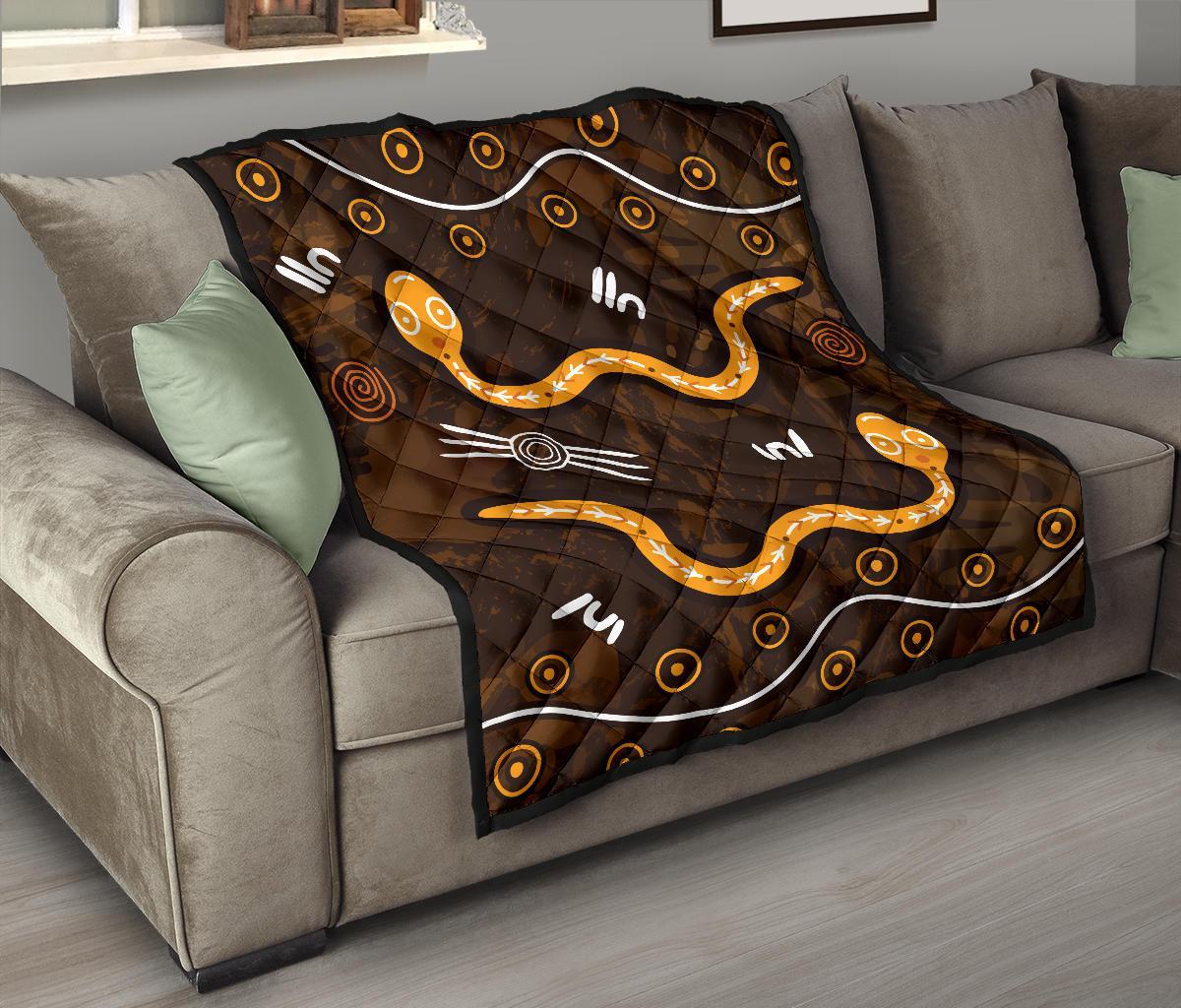 aboriginal-premium-quilt-indigenous-snake-hand-brown-color-1