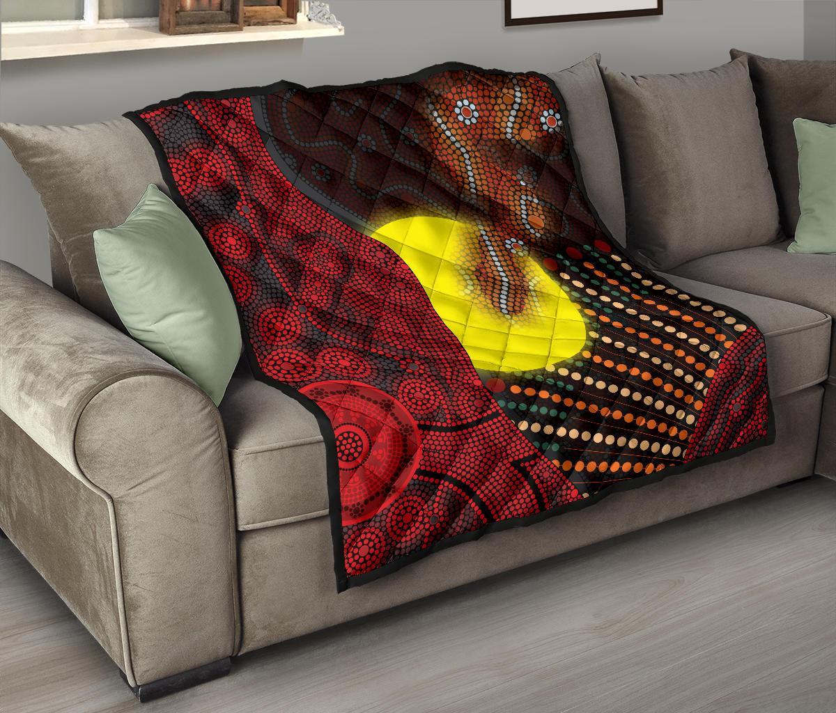 aboriginal-premium-quilt-indigenous-snake-sun-dot-painting