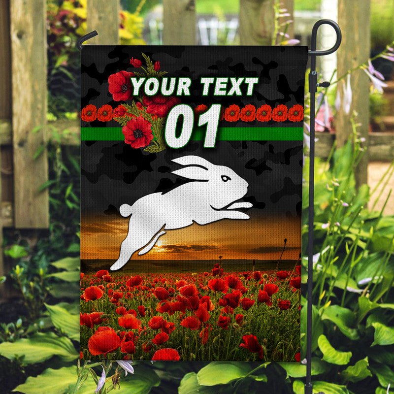 custom-personalised-south-sydney-rabbitohs-anzac-2022-flag-poppy-flowers-vibes-black
