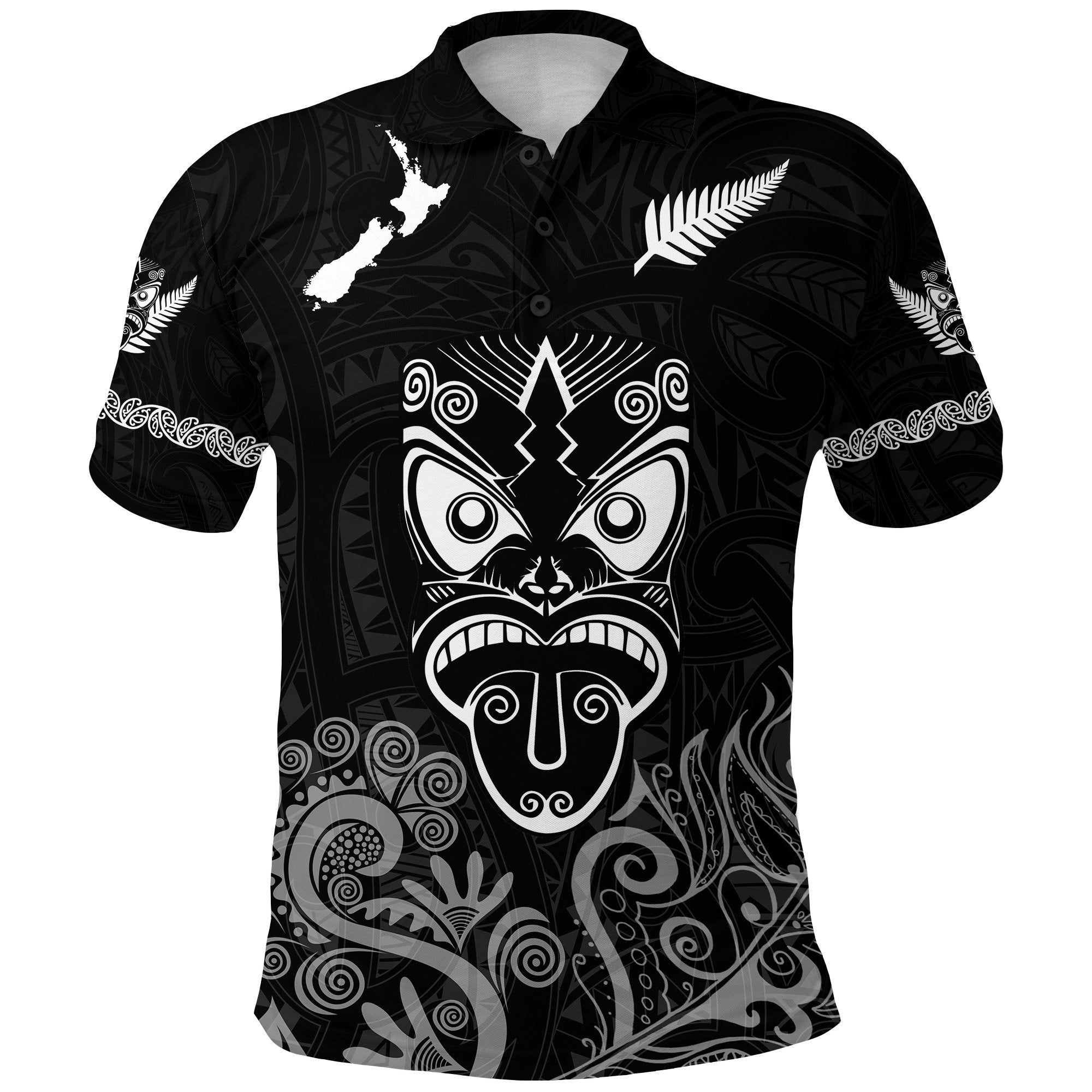 maori-aotearoa-rugby-haka-polo-shirt-new-zealand-silver-fern-black