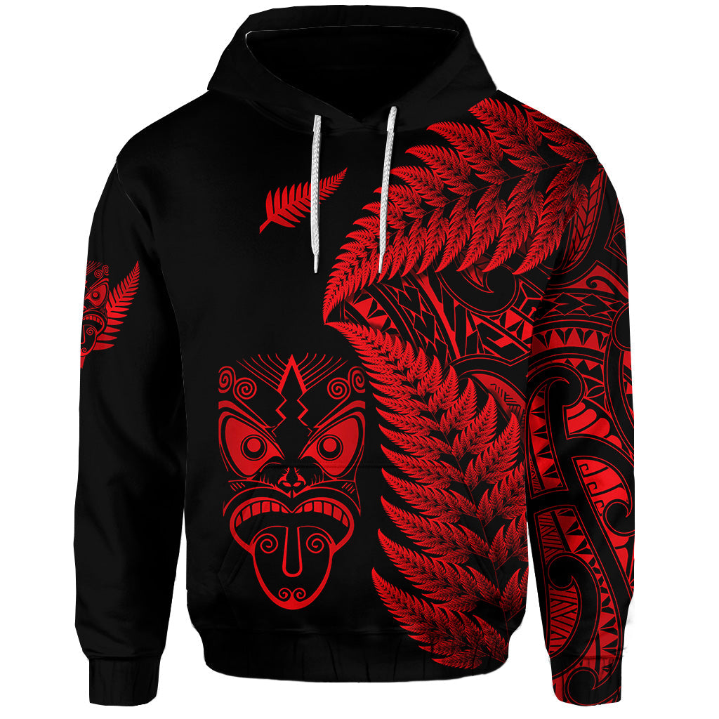 custom-personalised-new-zealand-haka-rugby-maori-hoodie-silver-fern-vibes-red