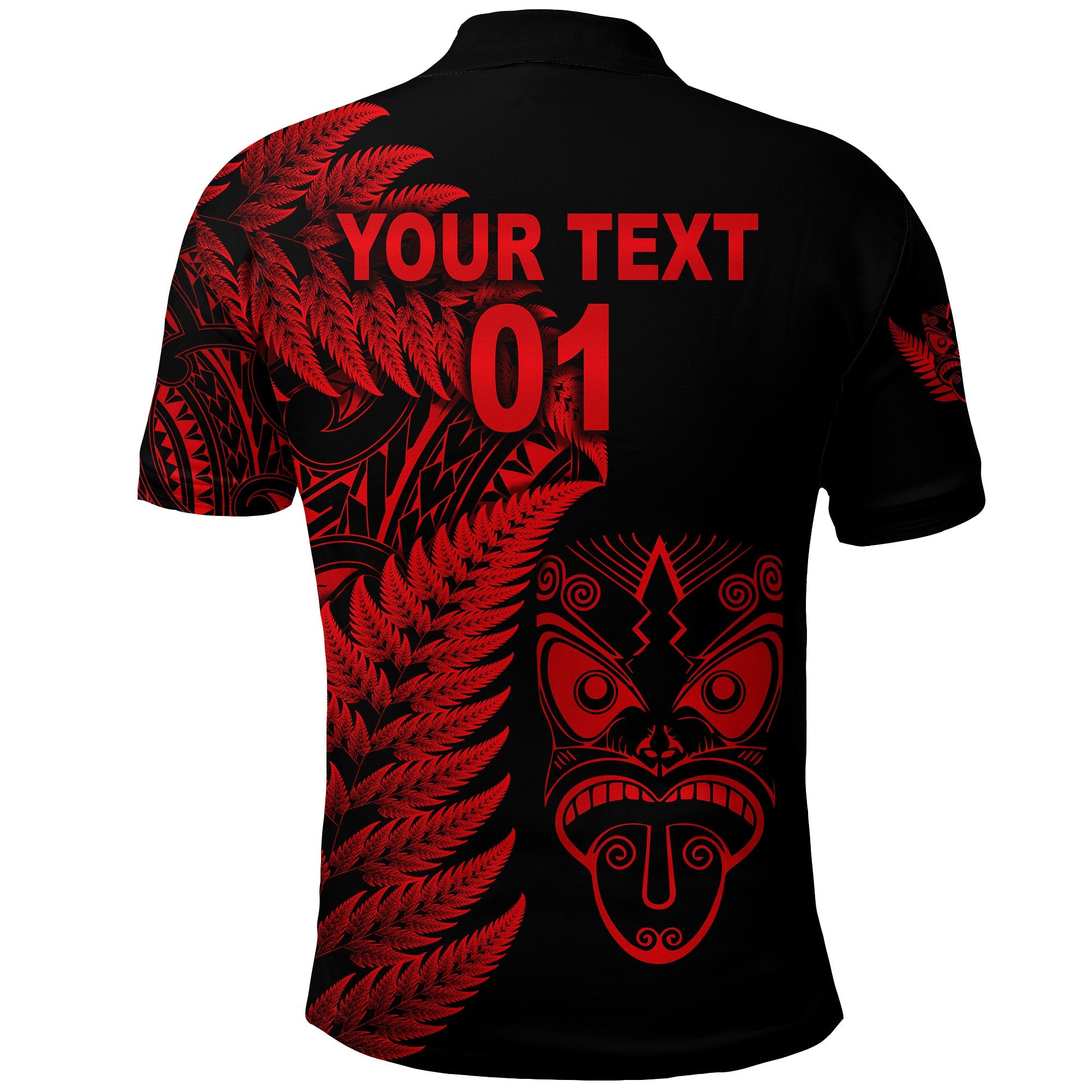 custom-personalised-new-zealand-haka-rugby-maori-polo-shirt-silver-fern-vibes-red