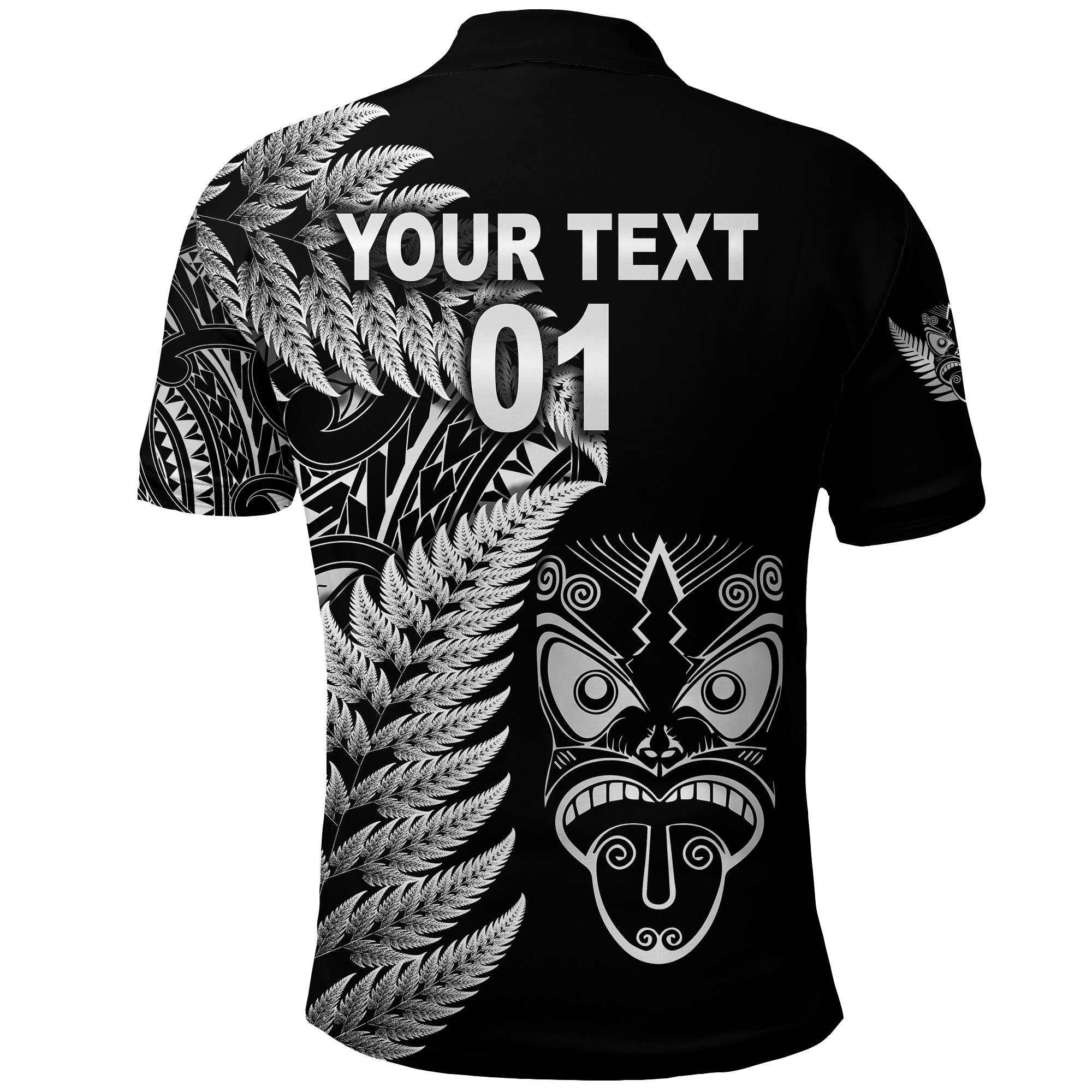 custom-personalised-new-zealand-haka-rugby-maori-polo-shirt-silver-fern-vibes-black