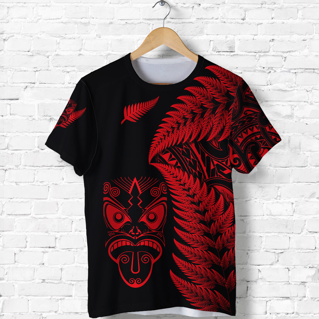 custom-personalised-new-zealand-haka-rugby-maori-t-shirt-silver-fern-vibes-red