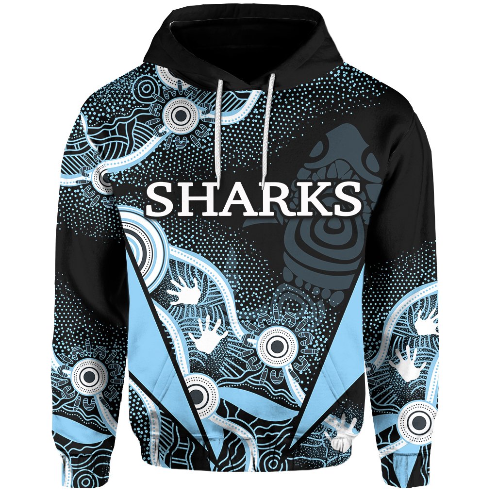custom-personalisedsharks-aboriginal-hoodie-light-blue