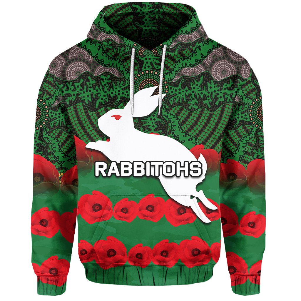 rabbitohs-hoodie-aboriginal-with-poppy-flower-anzac-day