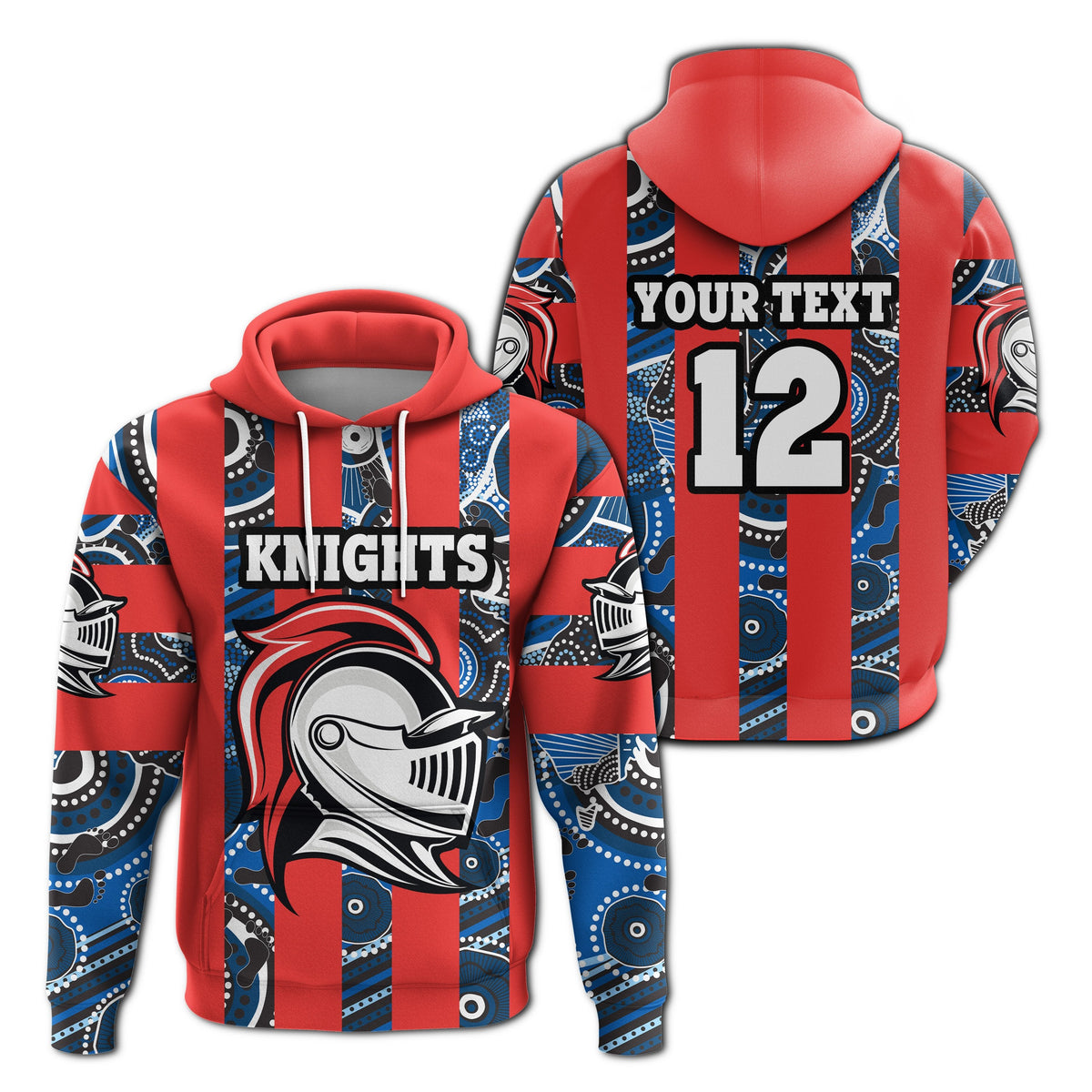 custom-personalised-knights-hoodie-newcastle-aboriginal-vertical-style