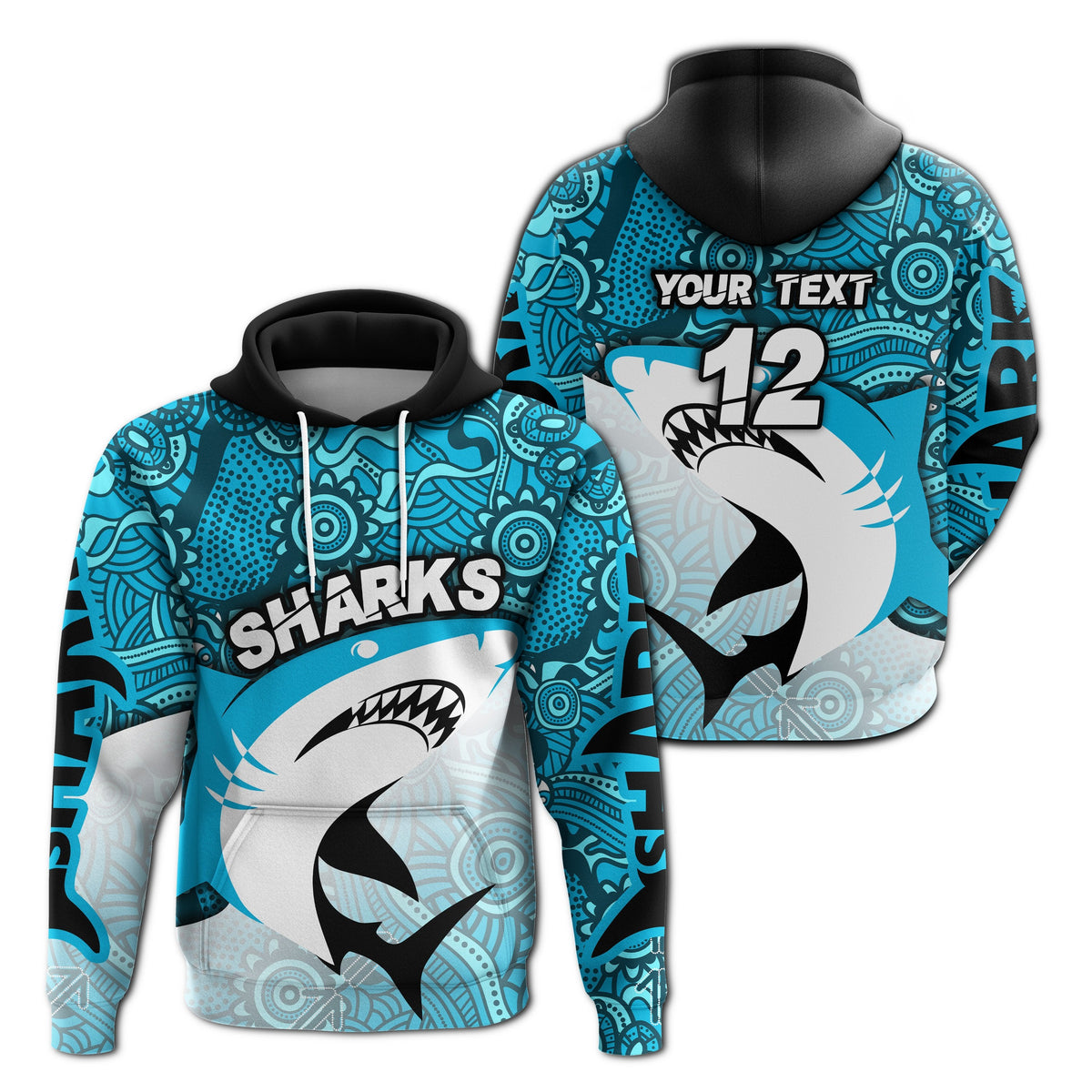 custom-personalised-sharks-aboriginal-hoodie-sea-wave-style