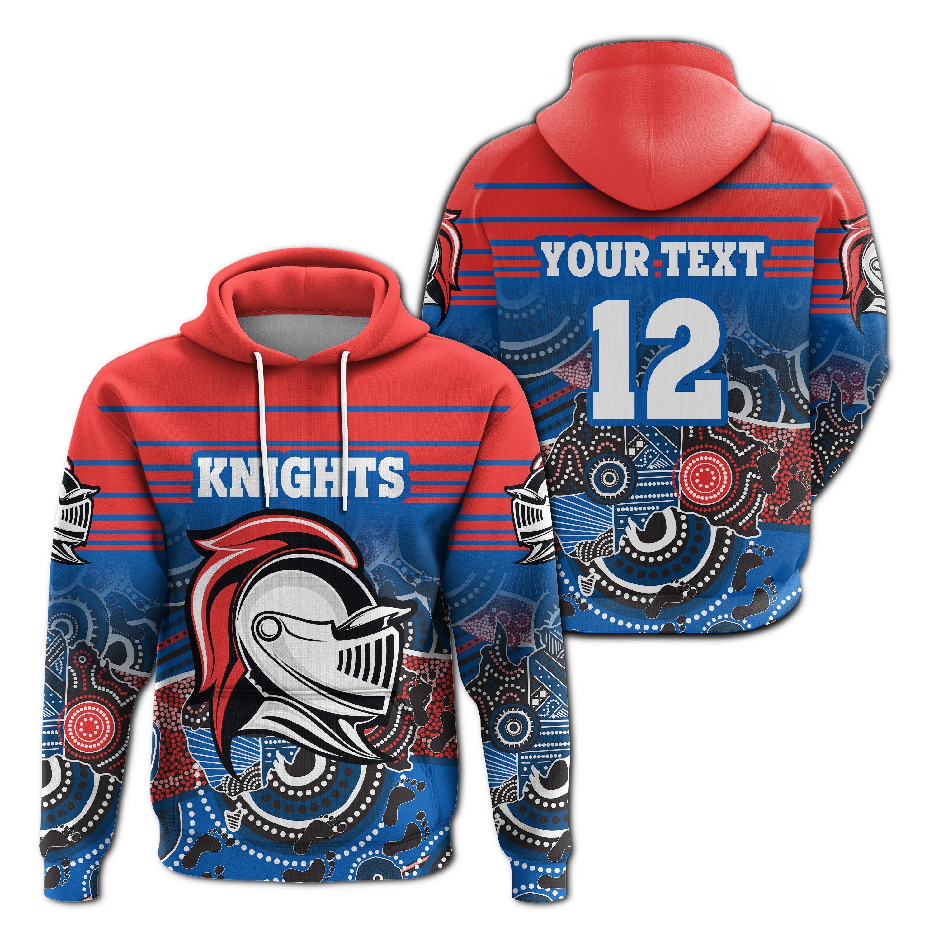 custom-personalised-newcastle-knights-hoodie-aboriginal-horizontal-style