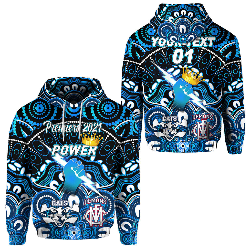 custom-personalised-port-adelaide-power-indigenous-hoodie-football-2021-premiers-the-king-custom-text-and-number