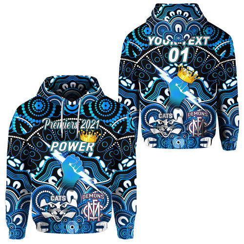 custom-personalised-port-adelaide-power-indigenous-hoodie-football-2021-premiers-the-king-custom-text-and-number