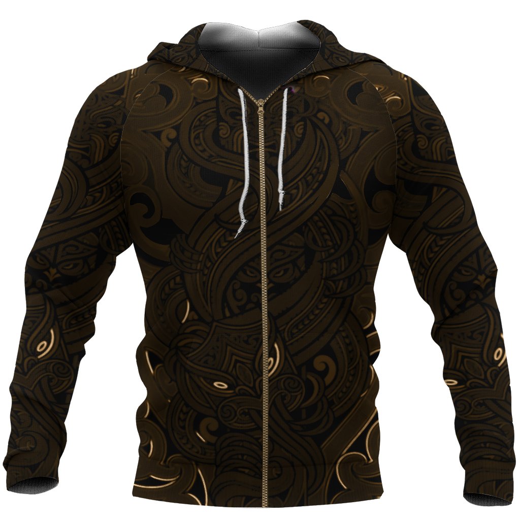 new-zealand-zip-up-hoodie-maori-gods-zipper-hoodie-tumatauenga-god-of-war-gold