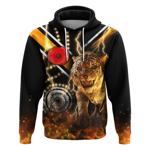 Wests Tigers Anzac Day Hoodie Version Aboriginal Tiger 3D LT16