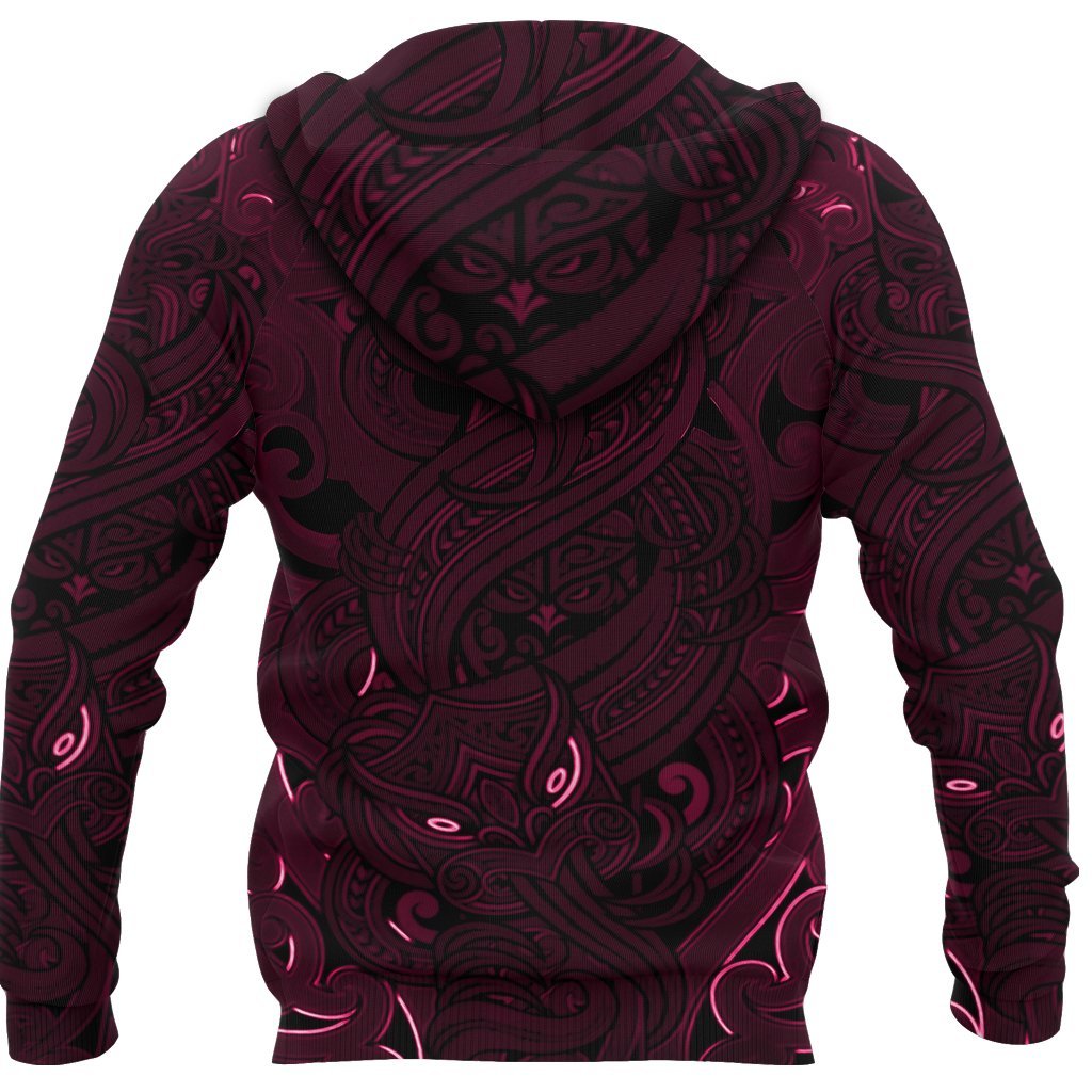new-zealand-zip-up-hoodie-maori-gods-zipper-hoodie-tumatauenga-god-of-war-pink