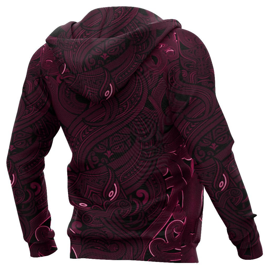 new-zealand-zip-up-hoodie-maori-gods-zipper-hoodie-tumatauenga-god-of-war-pink