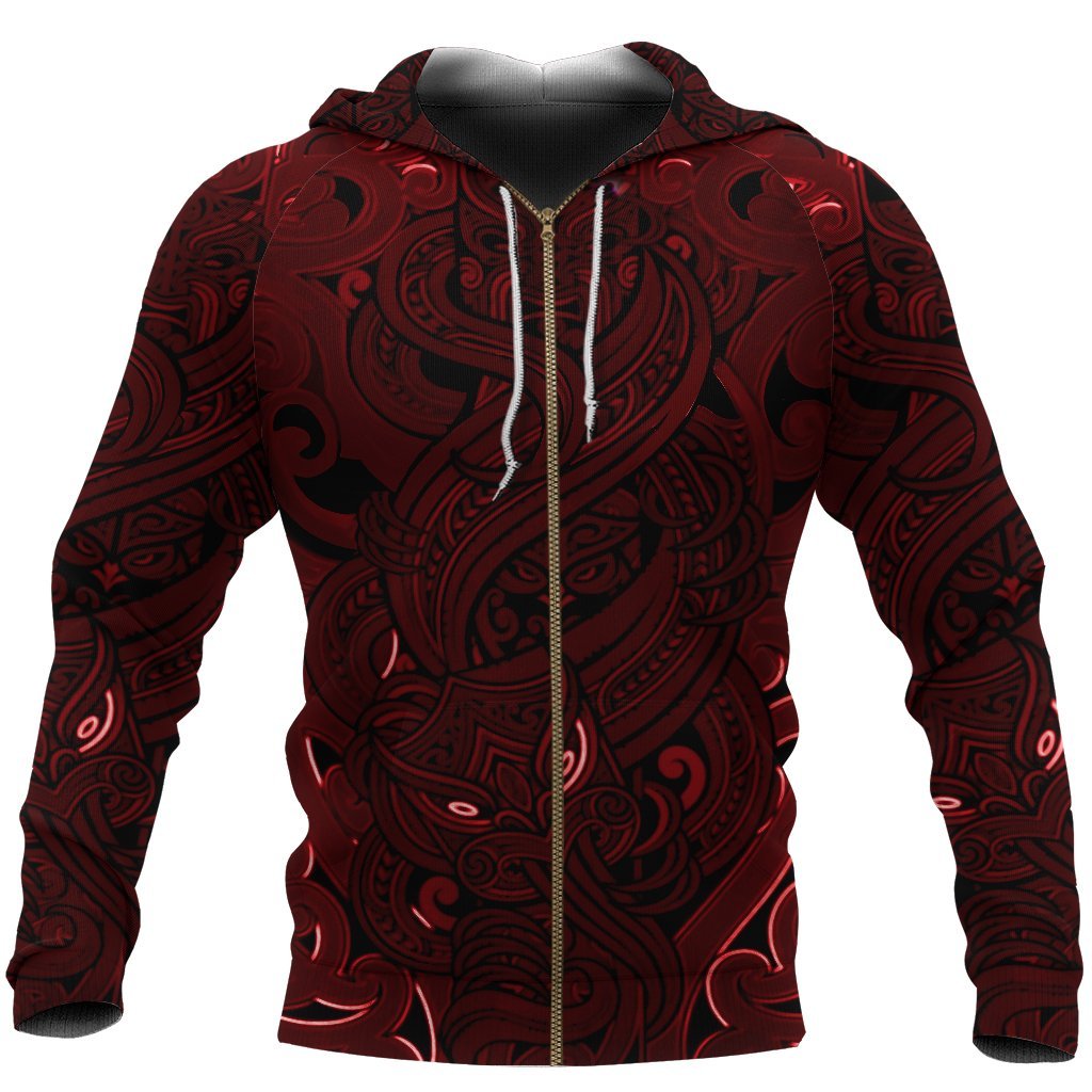 new-zealand-zip-up-hoodie-maori-gods-zipper-hoodie-tumatauenga-god-of-war-red-k4-merchize
