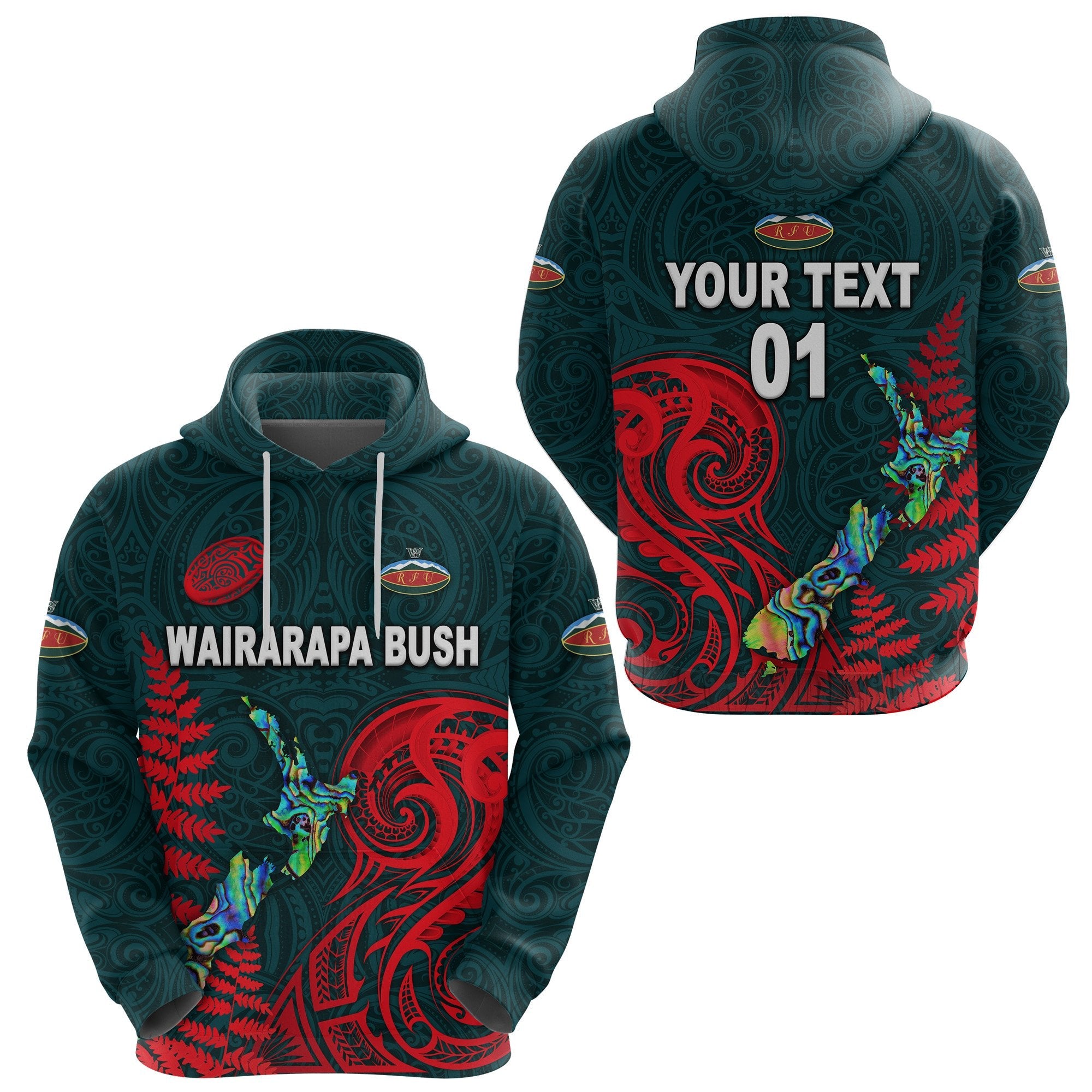 custom-personalised-maori-wairarapa-bush-rugby-hoodie-new-zealand-silver-fern-custom-text-and-number