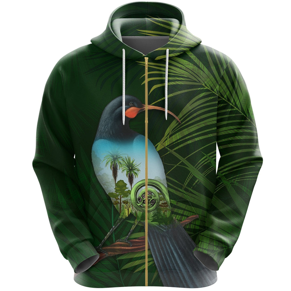 huia-bird-new-zealand-zip-hoodie