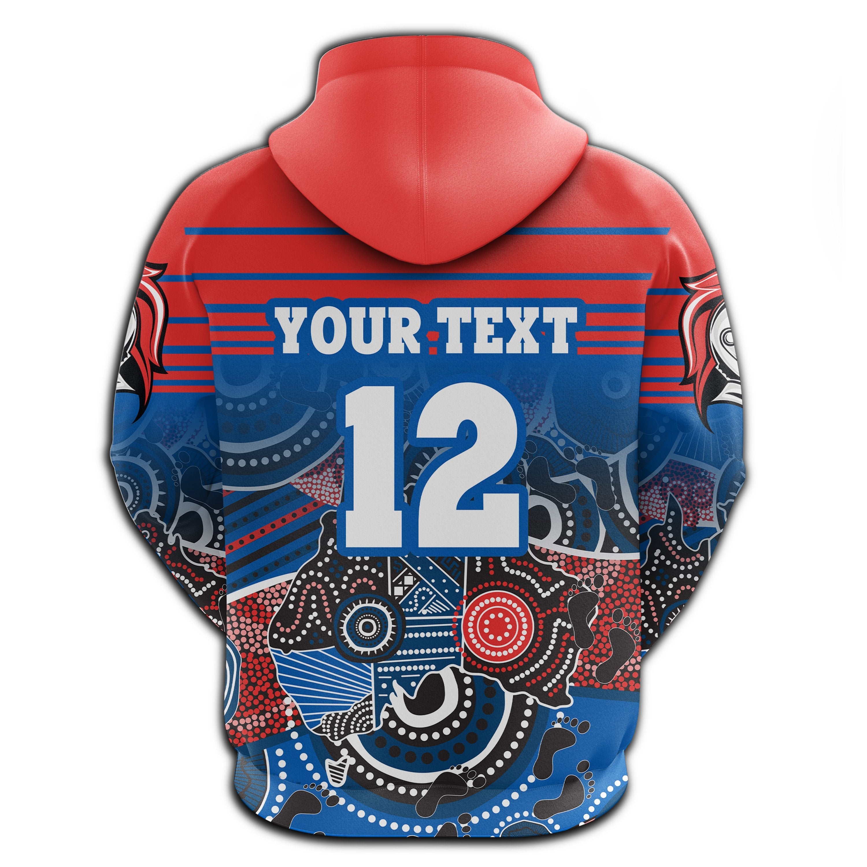 custom-personalised-knights-hoodie-newcastle-aboriginal-horizontal-style