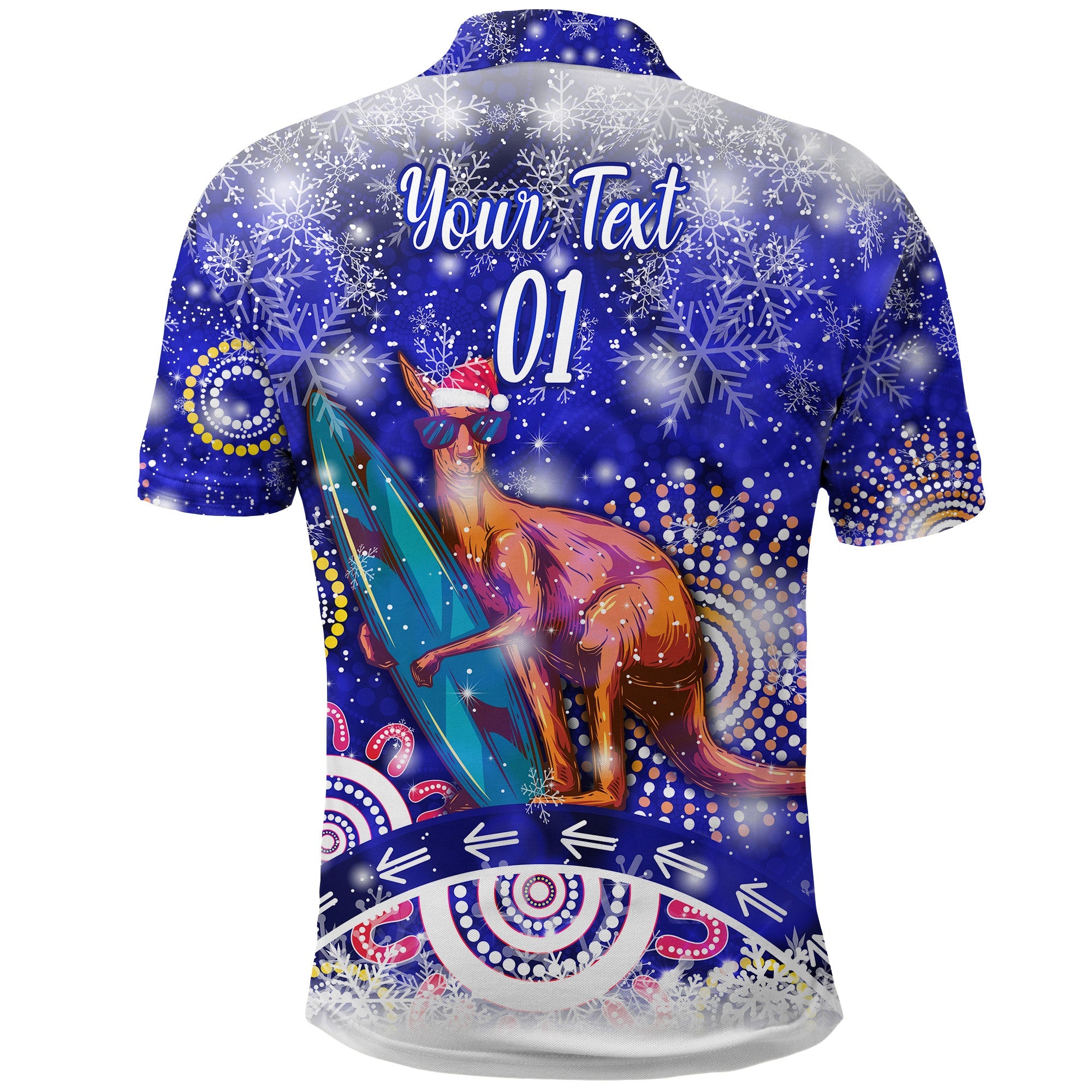 custom-personalised-australian-kangaroo-christmas-polo-shirt-original-style-blue