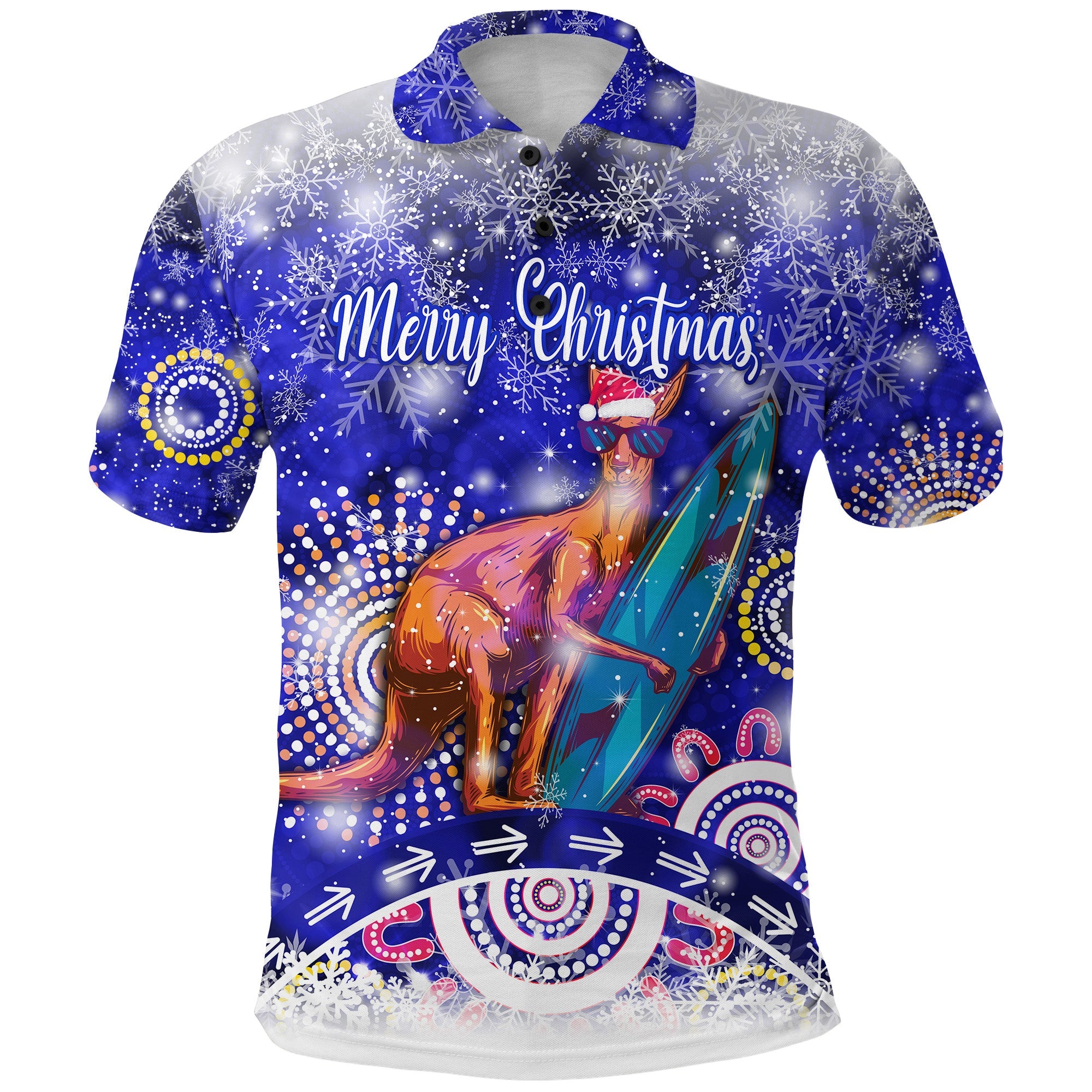 custom-personalised-australian-kangaroo-christmas-polo-shirt-original-style-blue