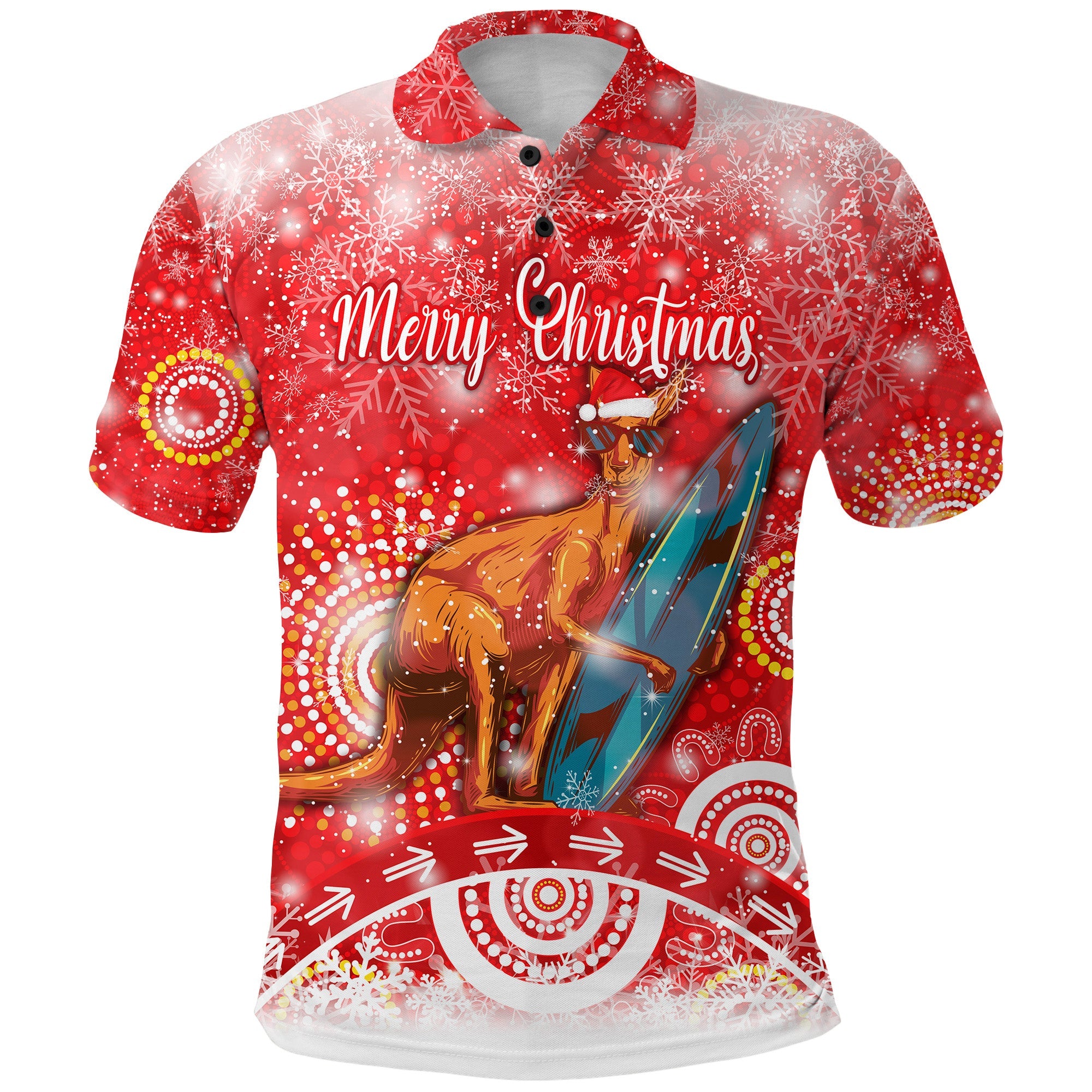 custom-personalised-australia-kangaroo-christmas-polo-shirt-original-style-red
