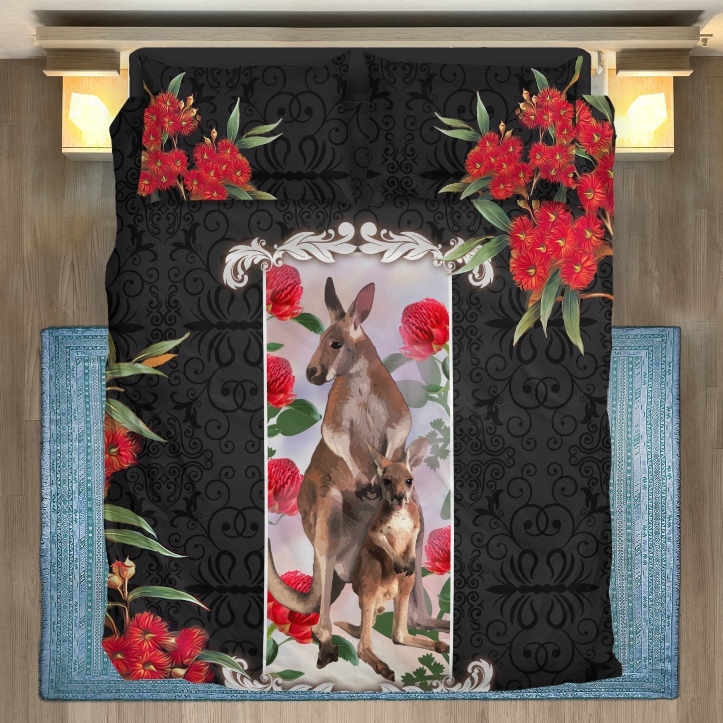 bedding-sets-kangaroo-bed-waratah-flowers-patterns-sets