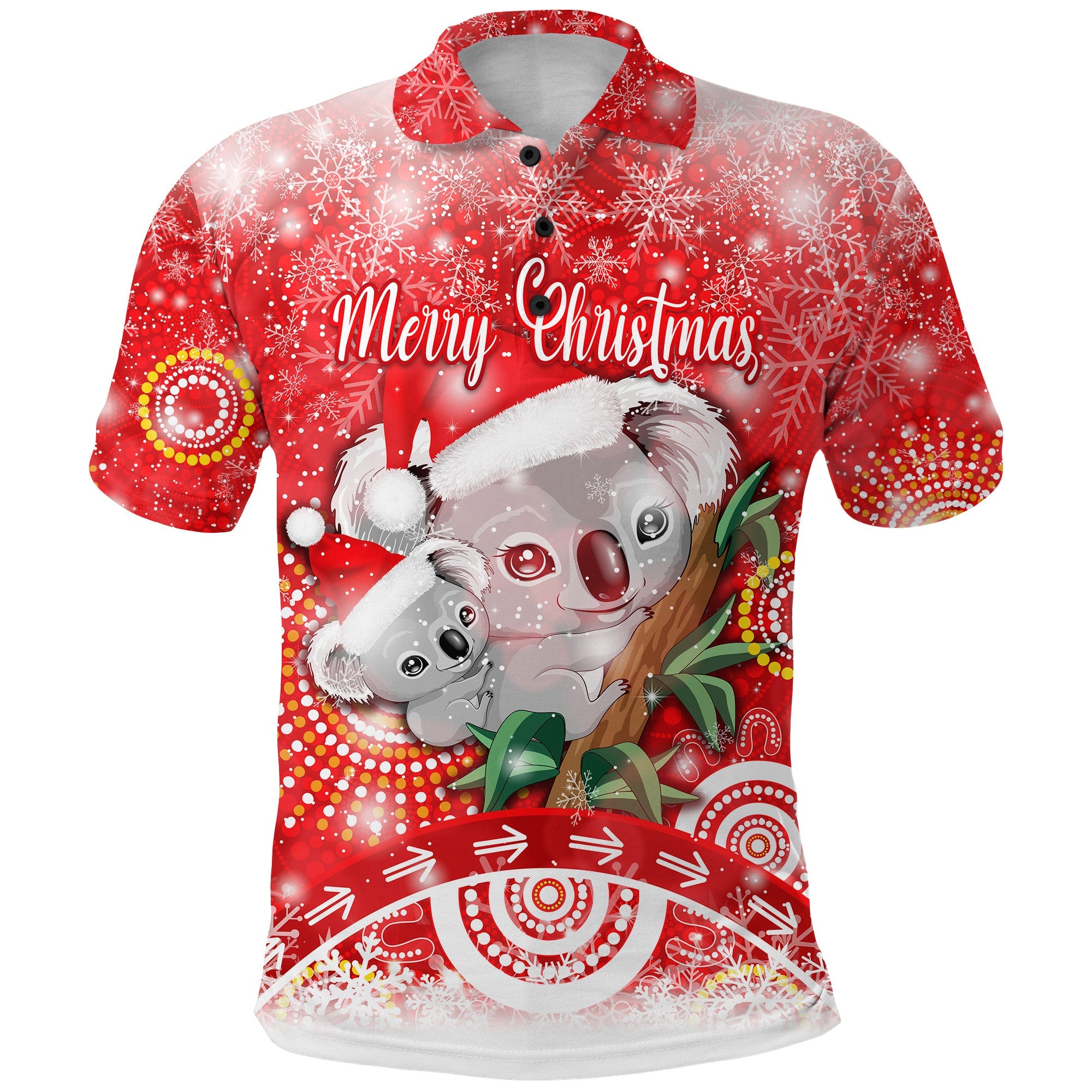 custom-personalised-australia-koala-christmas-polo-shirt-original-style-red