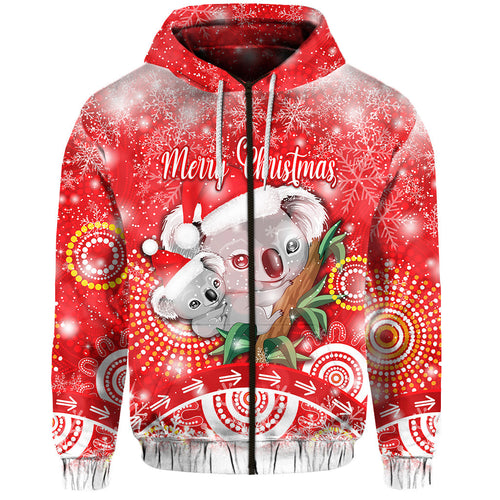 custom-personalised-australia-koala-christmas-zip-hoodie-original-style-red