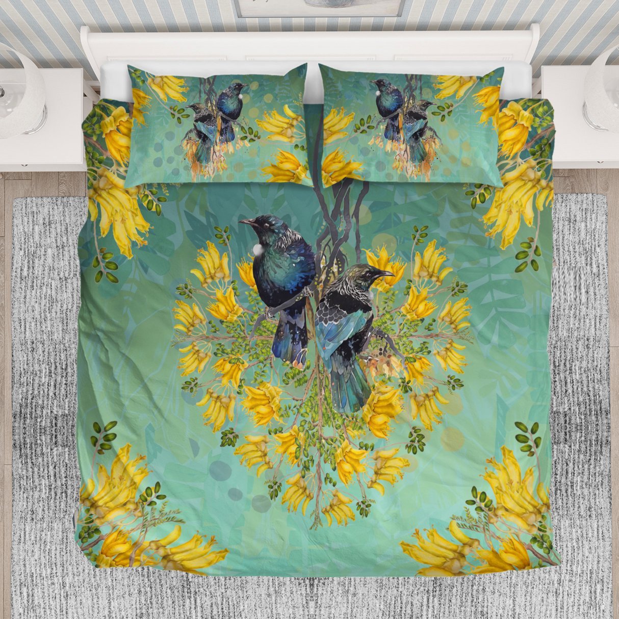 new-zealand-kowhai-bedding-set-tui-bird-duvet-cover-and-pillow-case-5