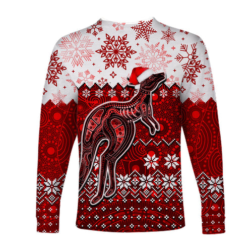 aboriginal-christmas-2022-kangaroo-long-sleeve-shirts-red-style