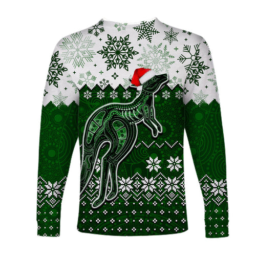 aboriginal-christmas-2022-kangaroo-long-sleeve-shirts-green-style