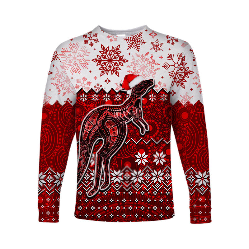 aboriginal-christmas-2022-kangaroo-long-sleeve-shirts-red-style