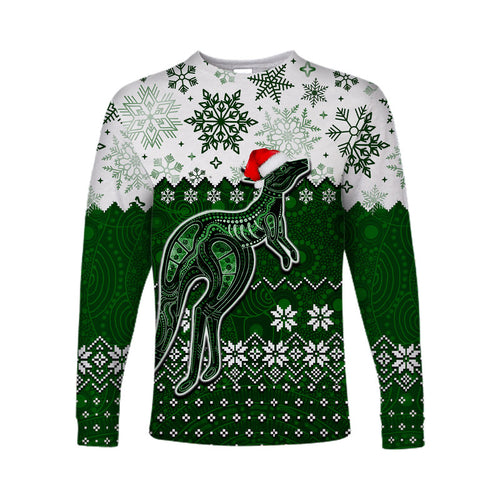 aboriginal-christmas-2022-kangaroo-long-sleeve-shirts-green-style