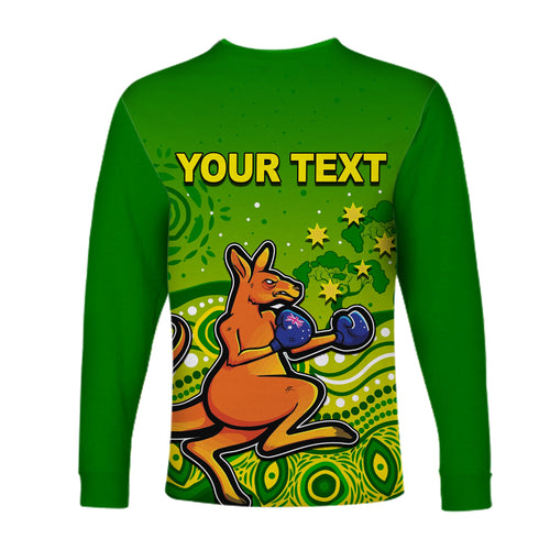 (Custom Personalised) Kangaroo Boxing Long Sleeve Shirts Aboriginal LT6