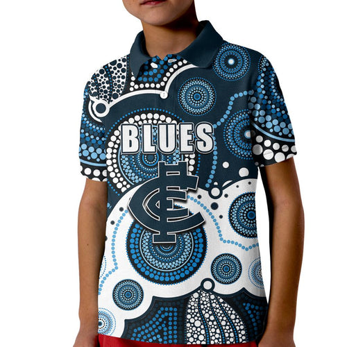 custom-personalised-and-number-blues-afl-kid-polo-shirt-aboriginal-patterns