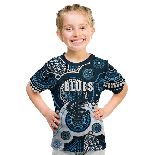 custom-personalised-and-number-blues-afl-kid-t-shirt-aboriginal-patterns