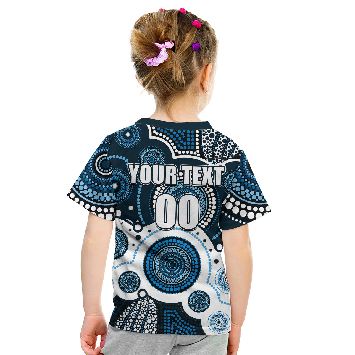custom-personalised-and-number-blues-afl-kid-t-shirt-aboriginal-patterns