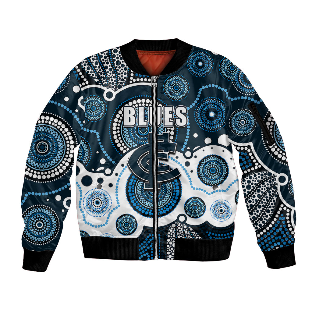 custom-personalised-and-number-blues-afl-sleeve-zip-bomber-jacket-aboriginal-patterns
